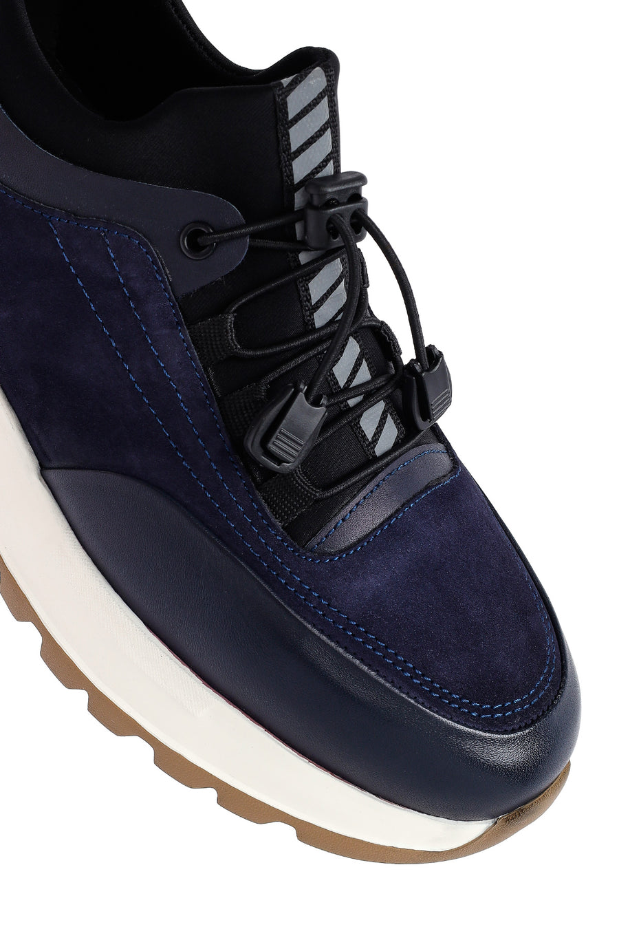 Men's Navy Blue Lace-Up Leather Sneaker