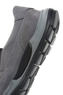 Men's Grey Thick Sole Nubuck Leather Comfort Loafers | Derimod