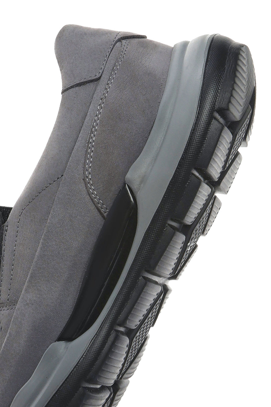 Men's Grey Thick Sole Nubuck Leather Comfort Loafers