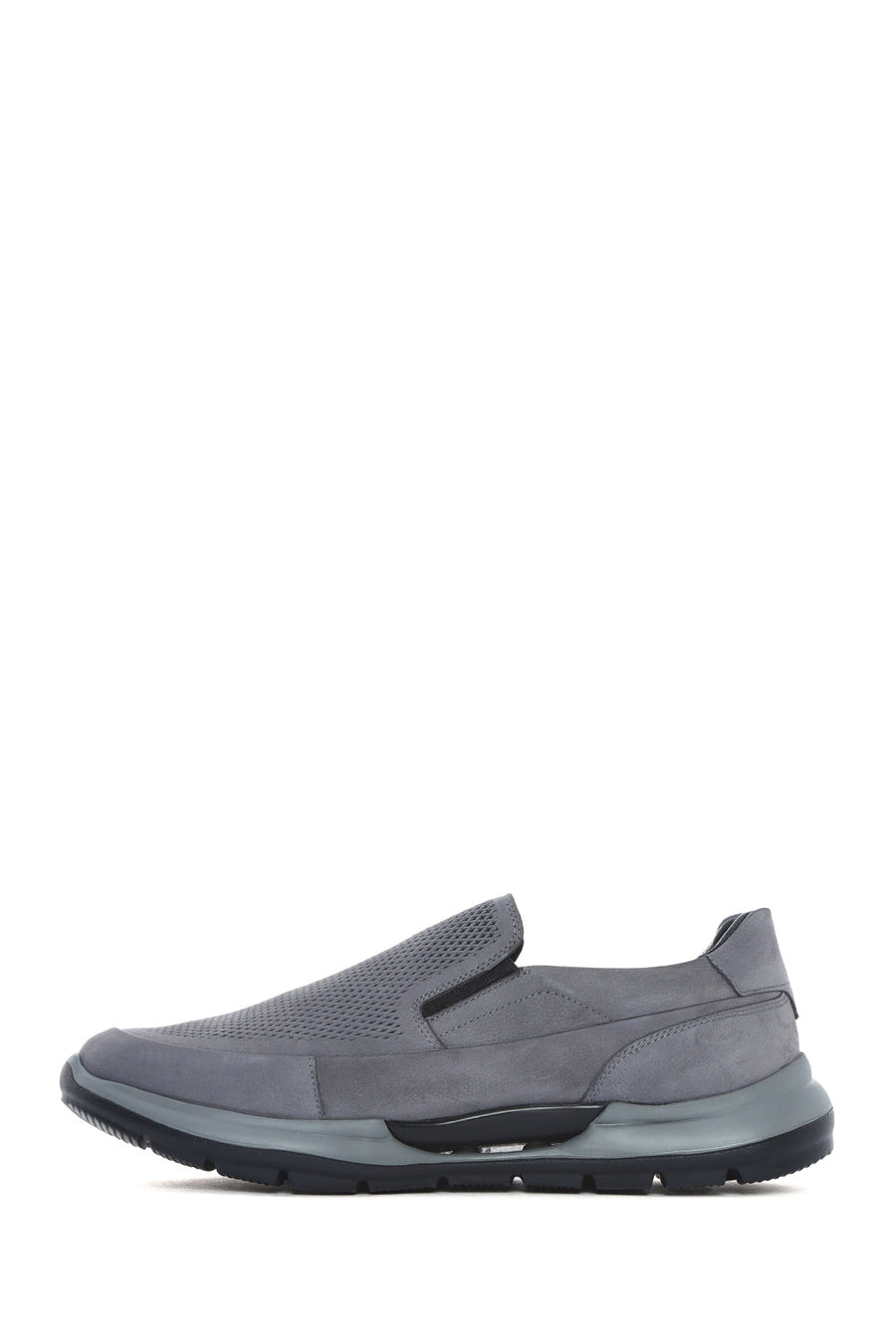 Men's Grey Thick Sole Nubuck Leather Comfort Loafers
