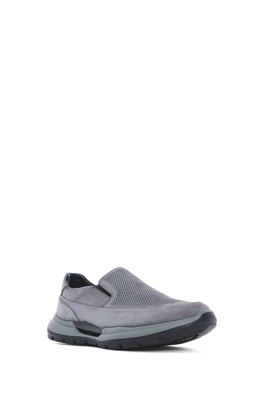 Men's Grey Thick Sole Nubuck Leather Comfort Loafers