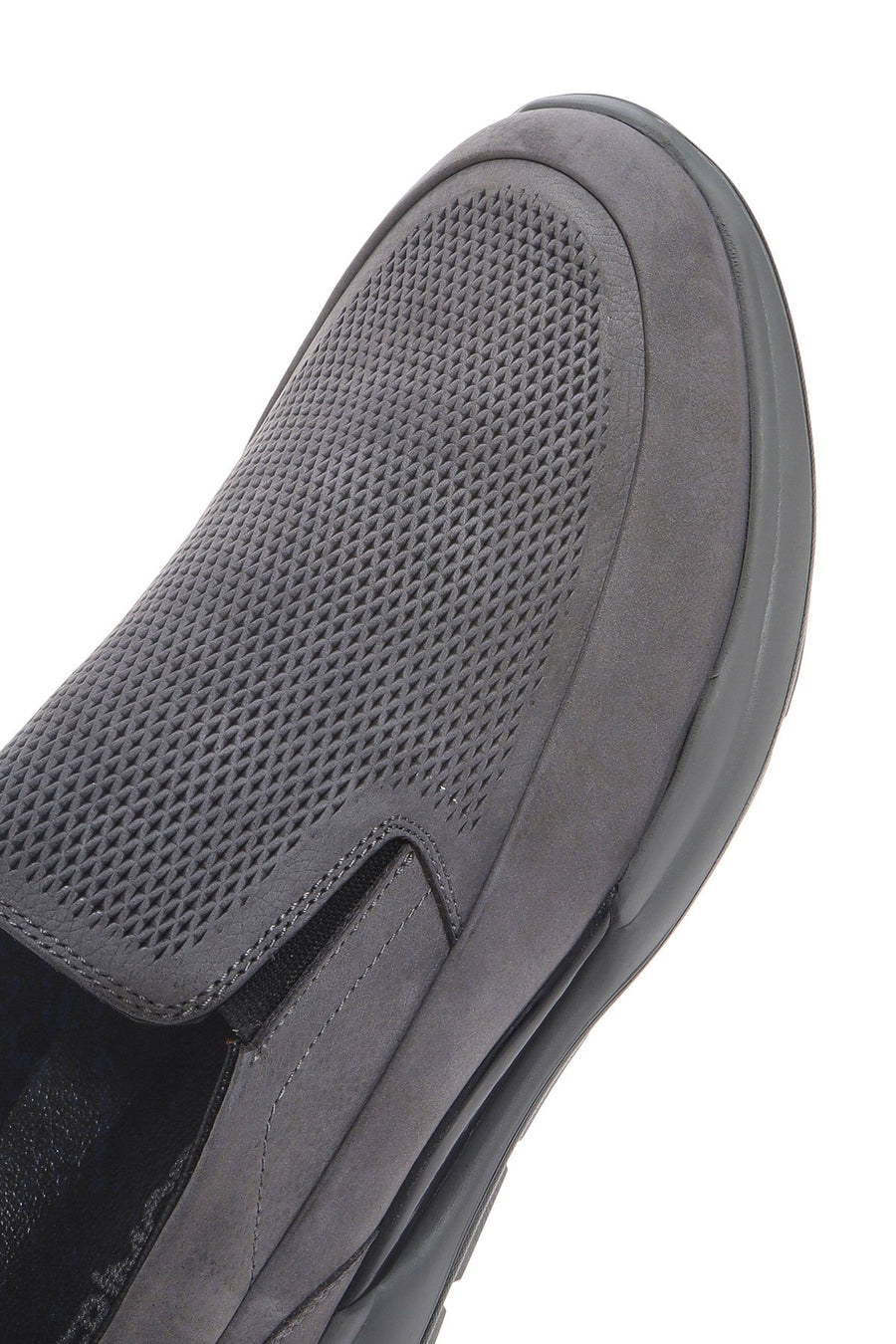 Men's Grey Thick Sole Nubuck Leather Comfort Loafers