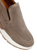 Erkek Vizon Kalın Tabanlı Nubuk Deri Comfort Loafer | Derimod