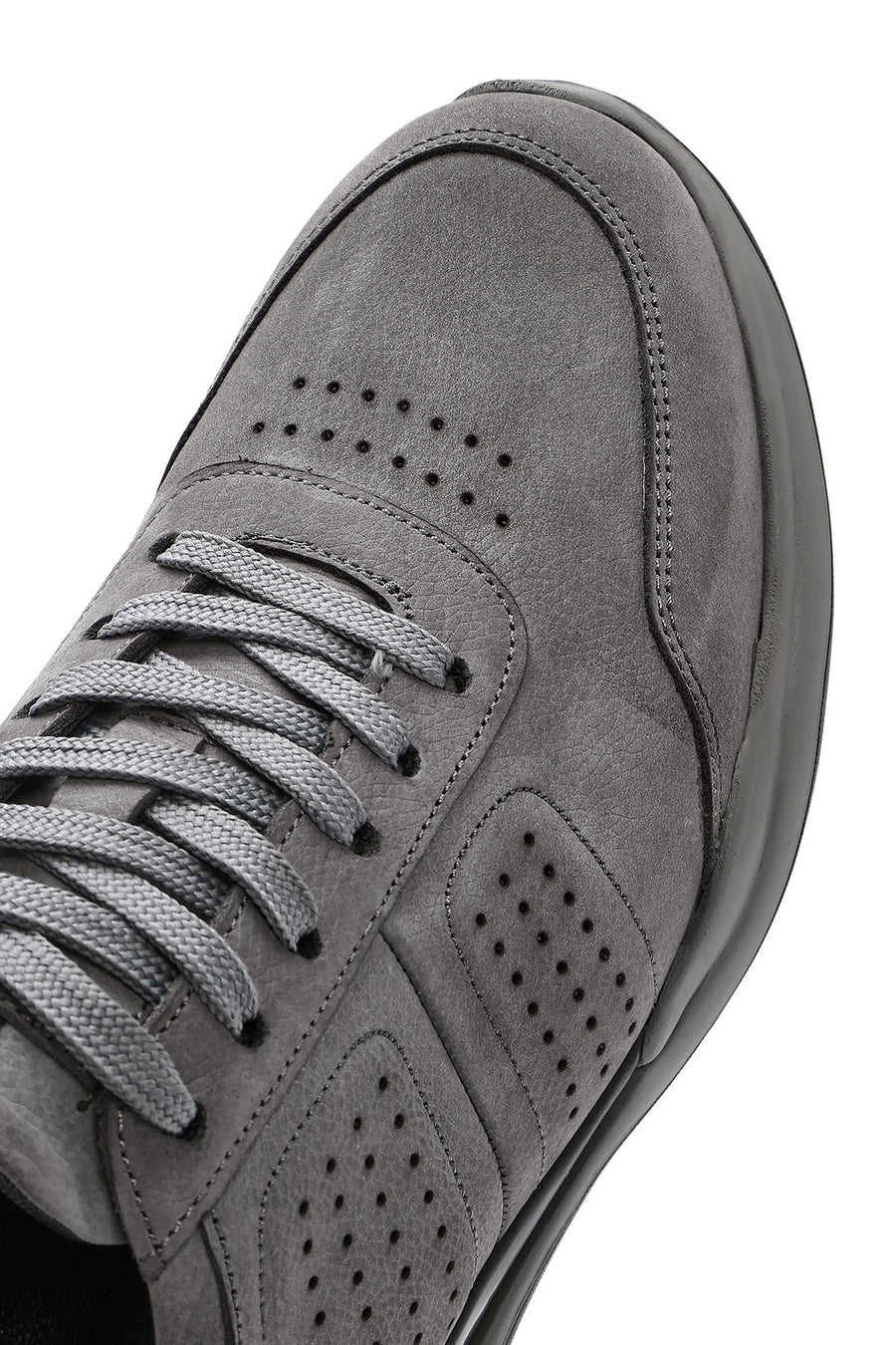 
Men's Grey Lace-Up Nubuck Leather Casual Shoes
