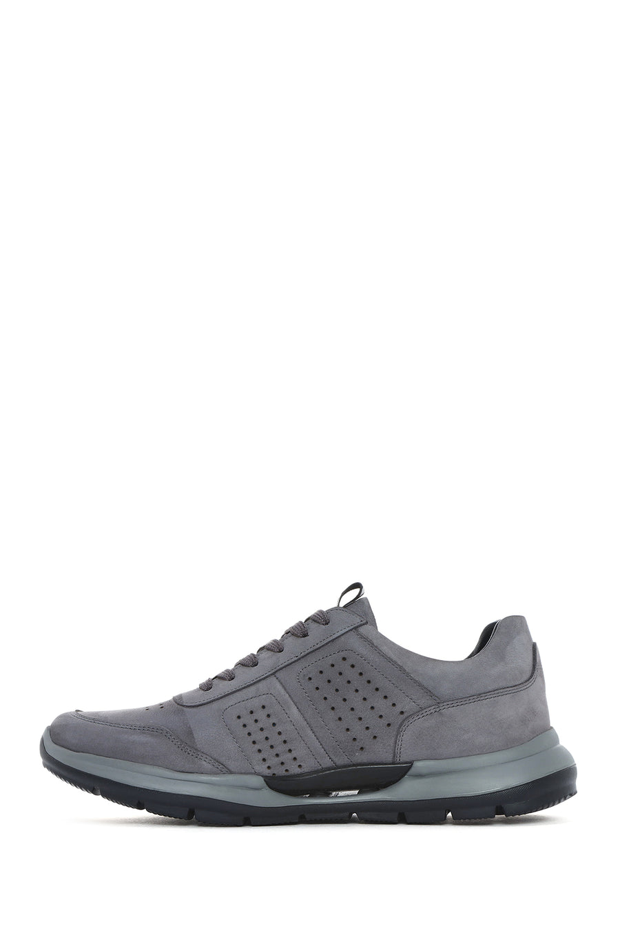 
Men's Grey Lace-Up Nubuck Leather Casual Shoes
