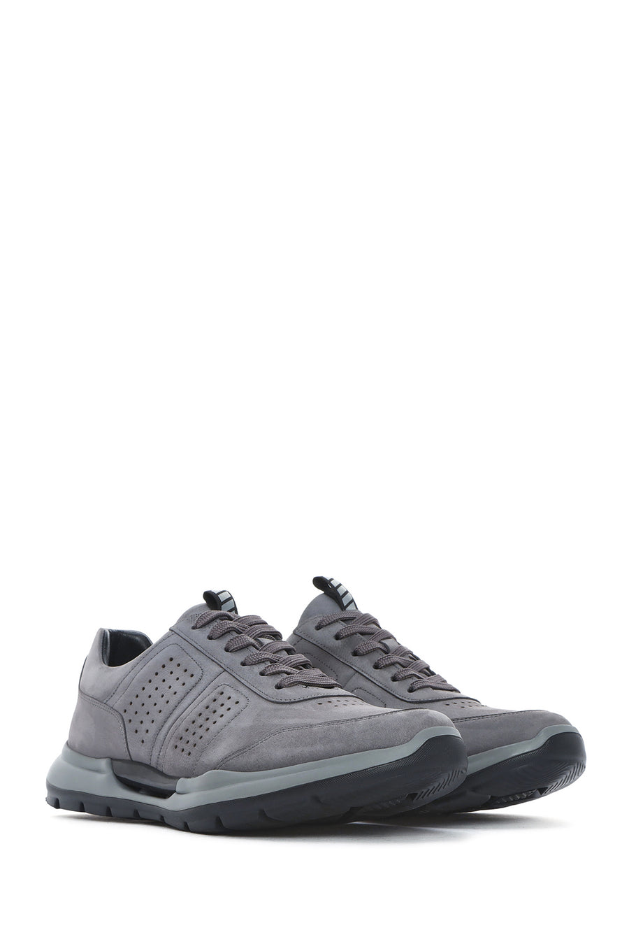 
Men's Grey Lace-Up Nubuck Leather Casual Shoes
