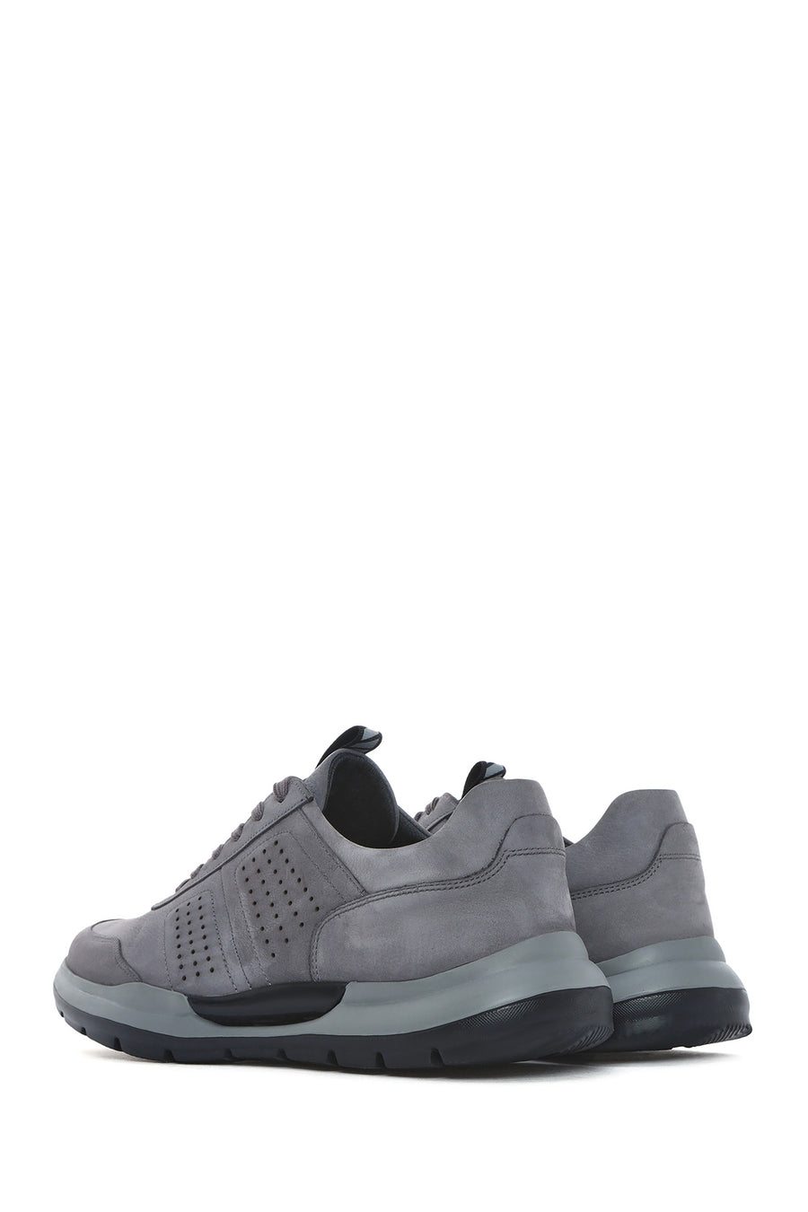 
Men's Grey Lace-Up Nubuck Leather Casual Shoes
