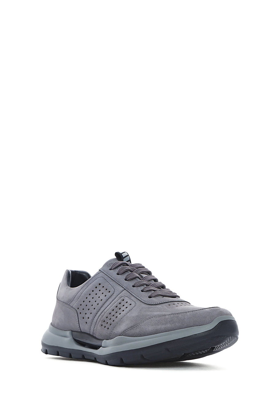 
Men's Grey Lace-Up Nubuck Leather Casual Shoes
