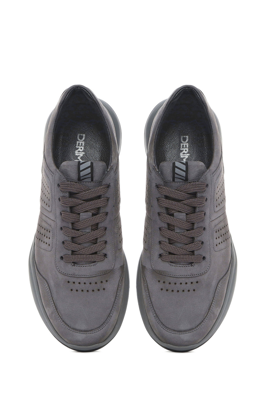 
Men's Grey Lace-Up Nubuck Leather Casual Shoes
