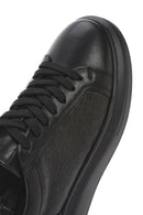 Erkek Siyah Bağcıklı Kalın Tabanlı Deri Sneaker | Derimod