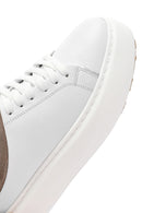 Erkek Beyaz Bağcıklı Kalın Tabanlı Deri Sneaker | Derimod