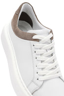 Erkek Beyaz Bağcıklı Kalın Tabanlı Deri Sneaker | Derimod