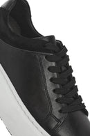 Erkek Siyah Bağcıklı Kalın Tabanlı Deri Sneaker | Derimod