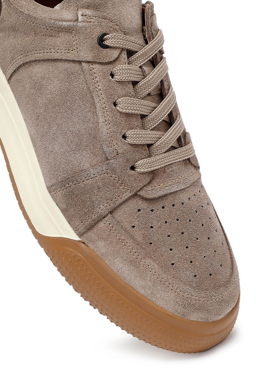 
Men's Beige Lace-Up Suede Leather Sneaker
