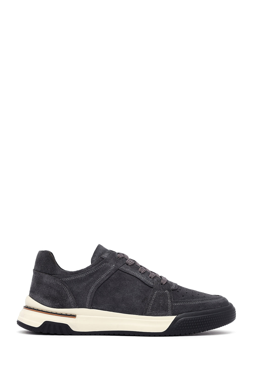 Erkek Gri Bağcıklı Süet Deri Sneaker