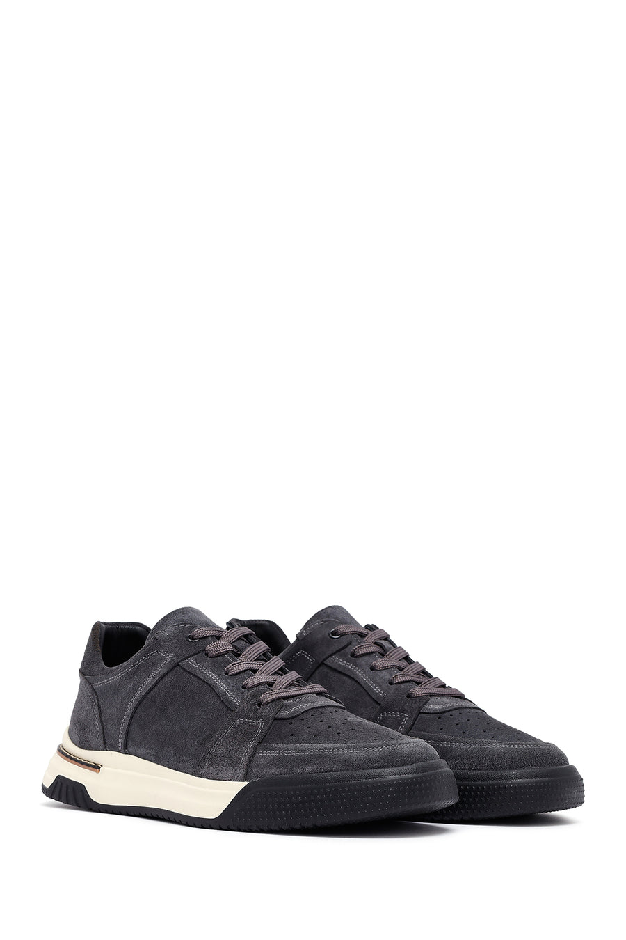 
Men's Grey Lace-Up Suede Leather Sneaker
