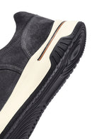 Erkek Gri Bağcıklı Süet Deri Sneaker | Derimod