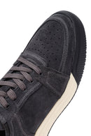 Erkek Gri Bağcıklı Süet Deri Sneaker | Derimod