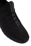 Erkek Siyah Bağcıklı Nubuk Deri Comfort Sneaker | Derimod