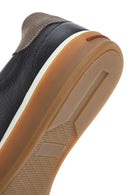 Erkek Siyah Bağcıklı Deri Sneaker | Derimod