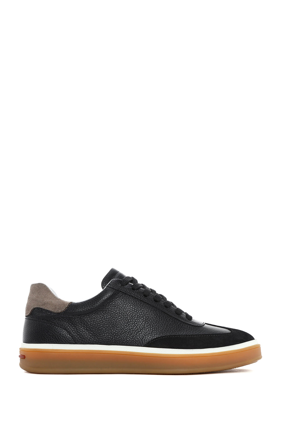 Men's Black Lace-up Leather Sneaker