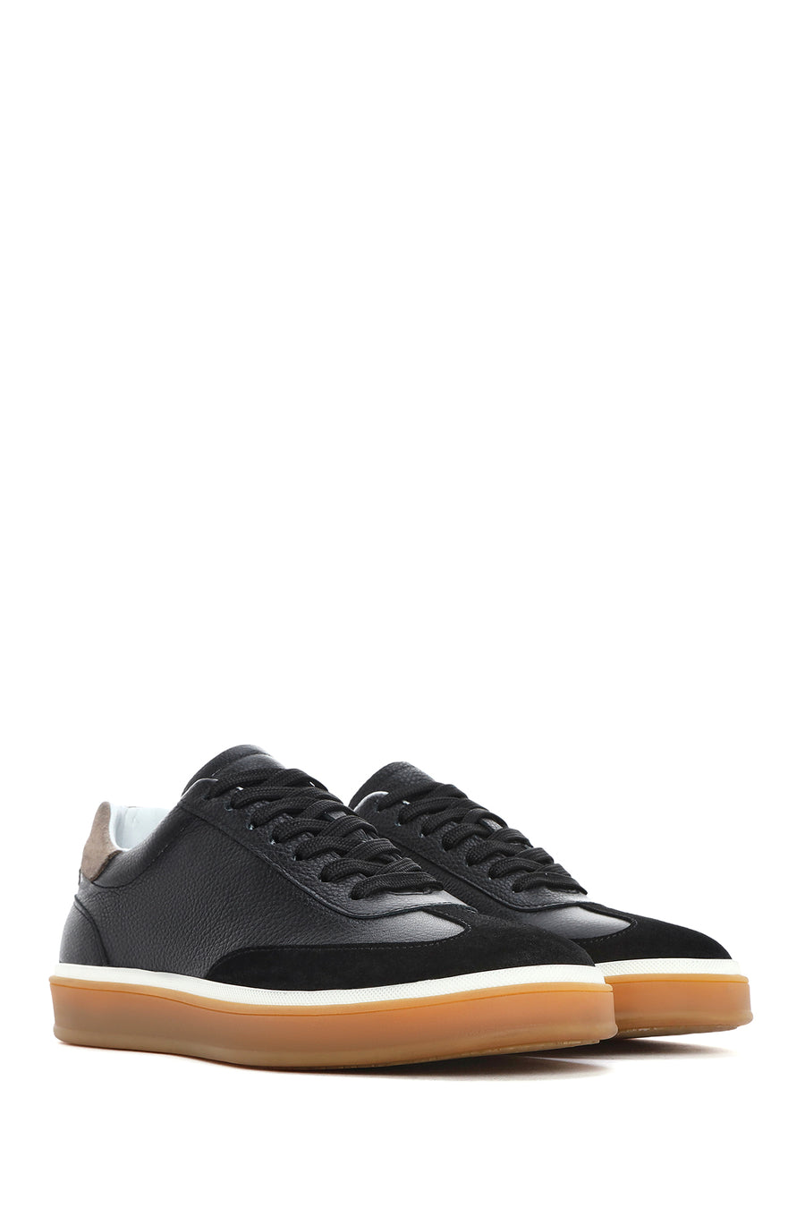 Men's Black Lace-up Leather Sneaker