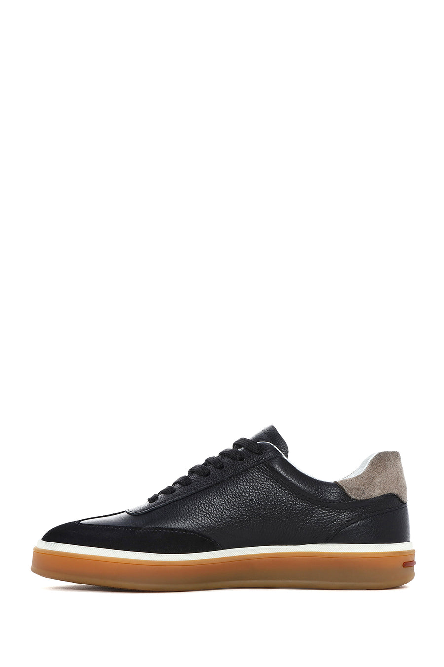 Men's Black Lace-up Leather Sneaker