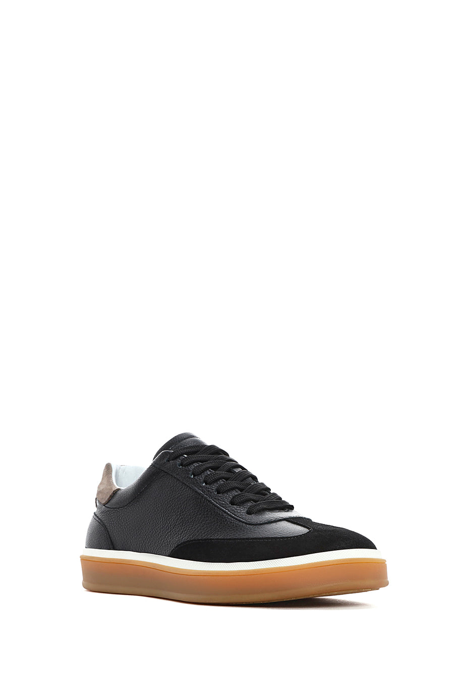 Men's Black Lace-up Leather Sneaker