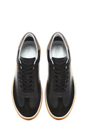 Erkek Siyah Bağcıklı Deri Sneaker | Derimod