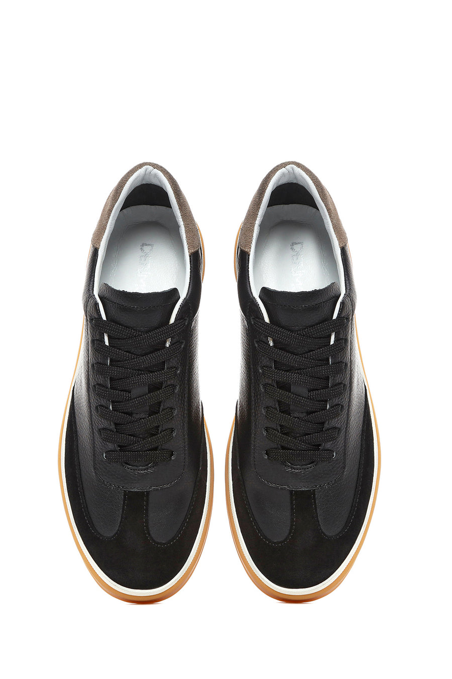 Men's Black Lace-up Leather Sneaker