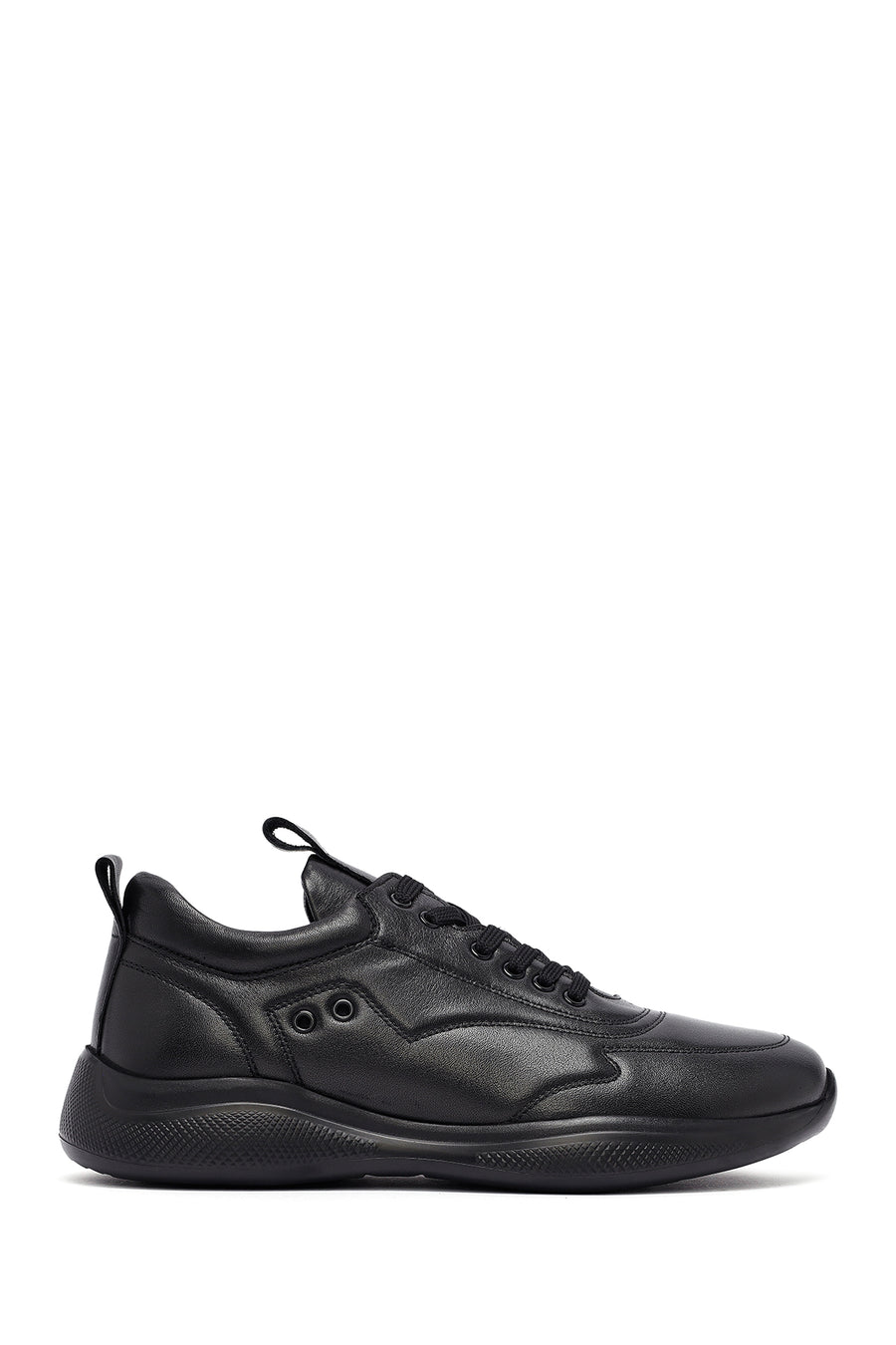 Erkek Siyah Bağcıklı Deri Sneaker 25SFD642318 | Derimod