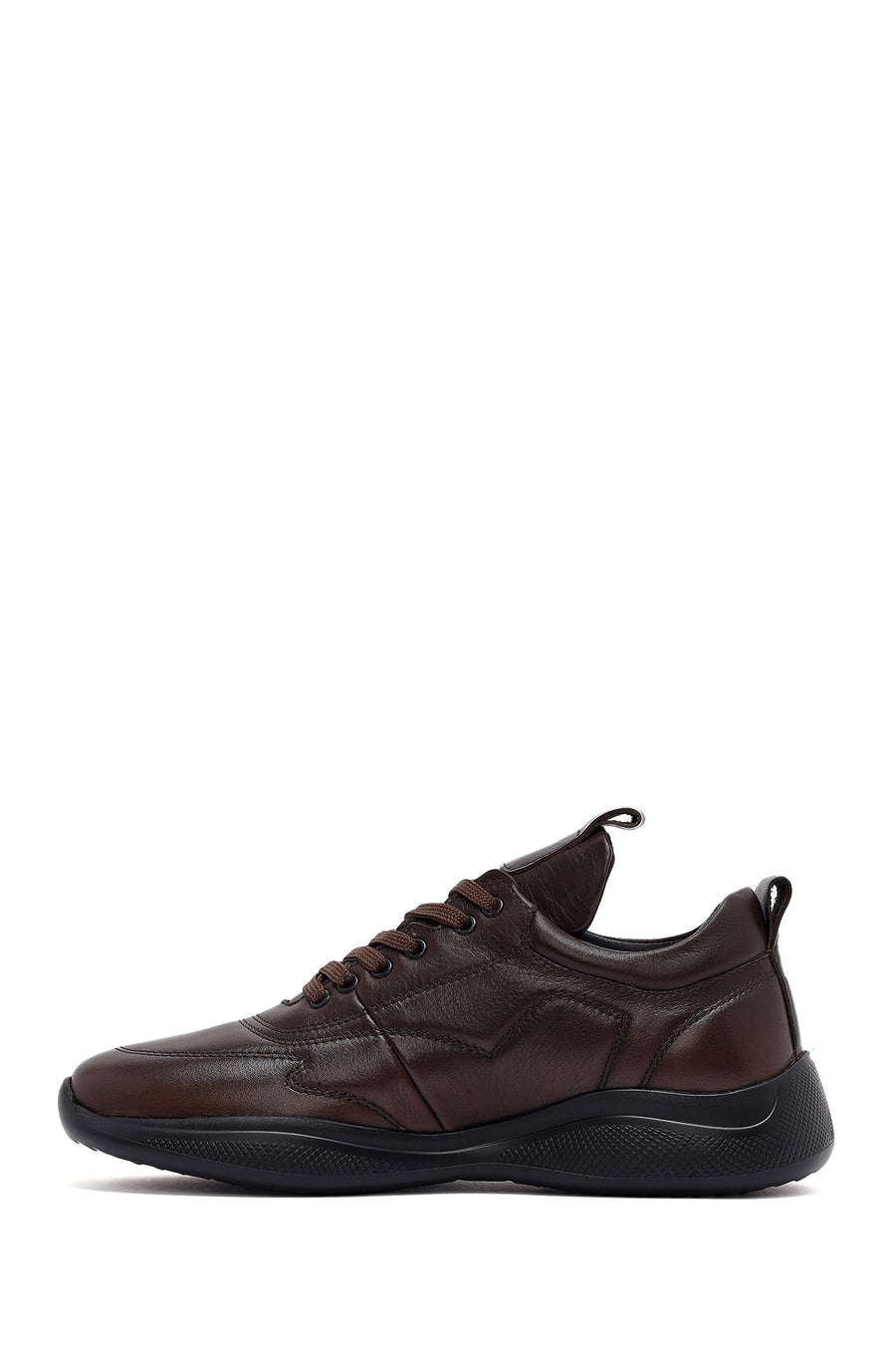 Men's Brown Lace-Up Leather Sneaker
