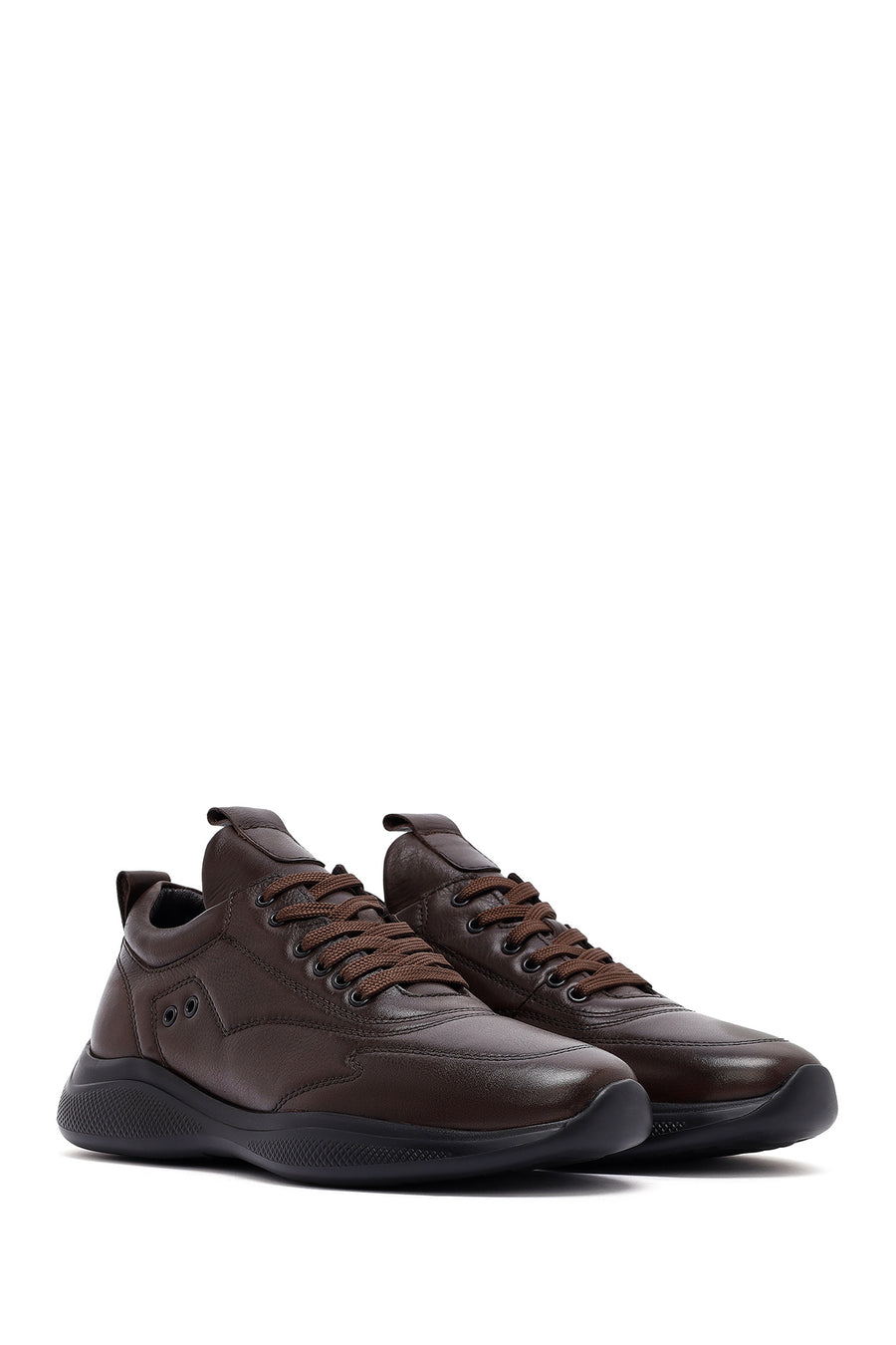 Men's Brown Lace-Up Leather Sneaker