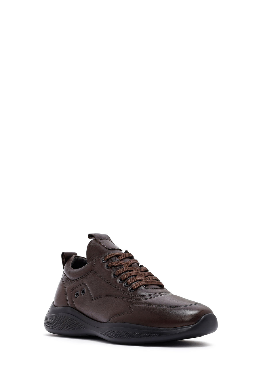 Men's Brown Lace-Up Leather Sneaker