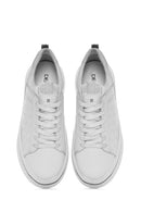 Erkek Beyaz Bağcıklı Kalın Tabanlı Deri Sneaker | Derimod