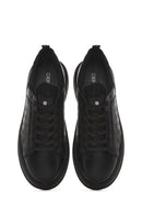 Men's Black Lace-up Thick-Sole Leather Sneaker | Derimod