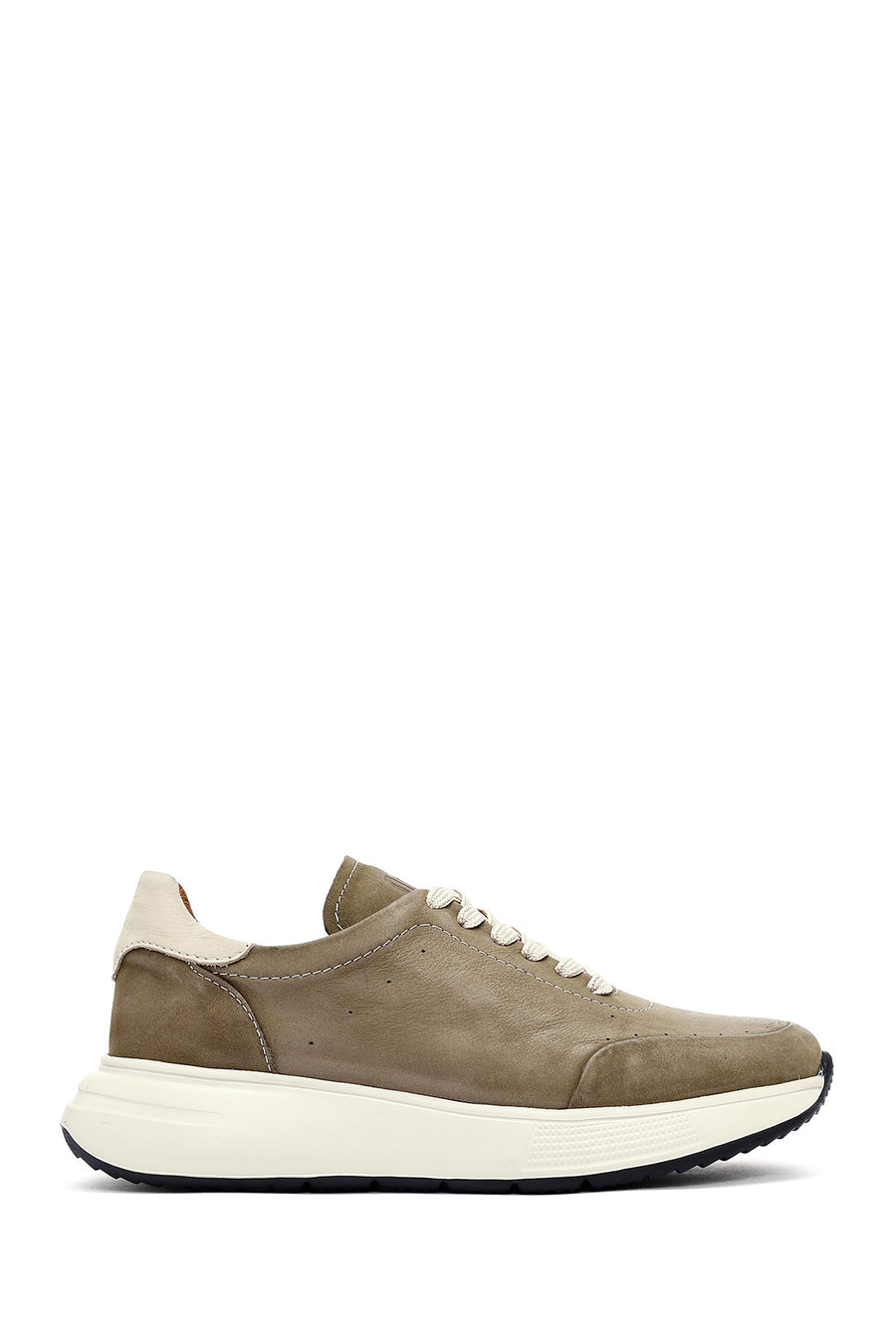 Erkek Yeşil Bağcıklı Kalın Tabanlı Nubuk Deri Sneaker 25SFD6505V3 | Derimod