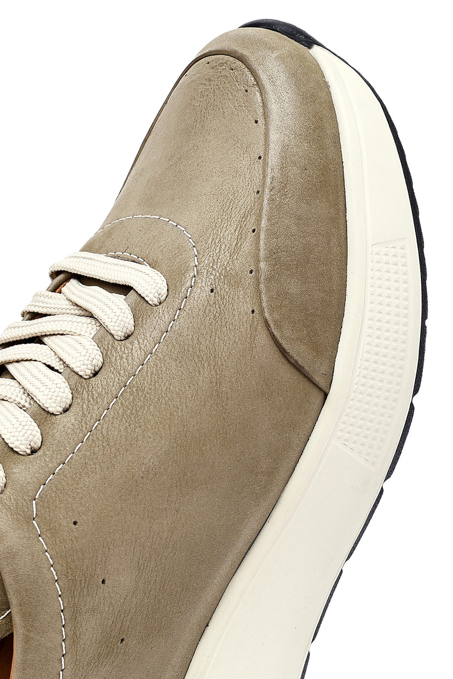 Erkek Yeşil Bağcıklı Kalın Tabanlı Nubuk Deri Sneaker