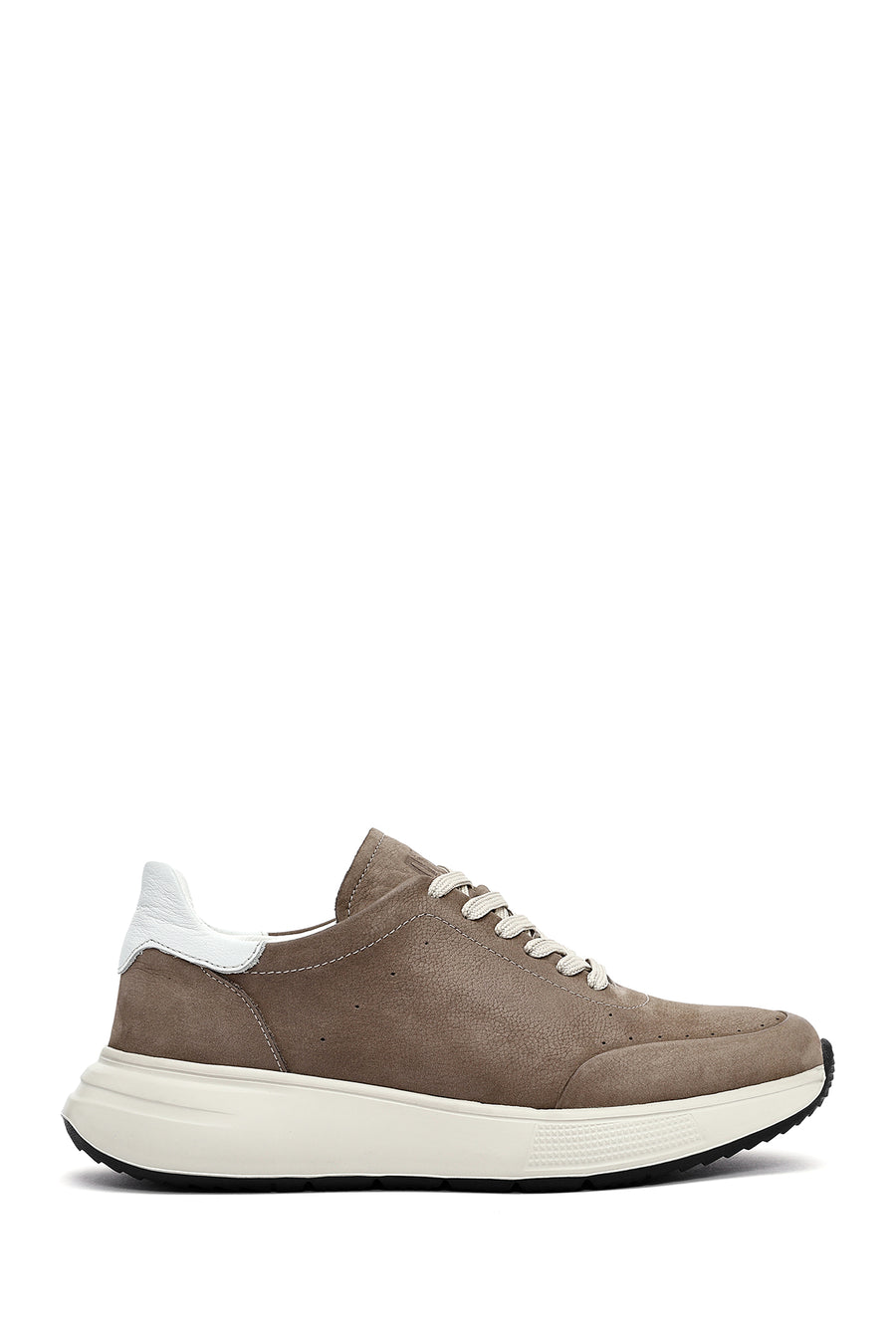 Erkek Vizon Bağcıklı Kalın Tabanlı Nubuk Deri Sneaker 25SFD6505V3 | Derimod
