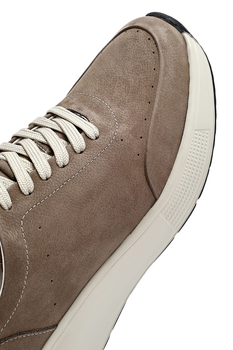 Erkek Vizon Bağcıklı Kalın Tabanlı Nubuk Deri Sneaker