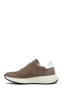 Men's Mink Lace-Up Thick-Soled Nubuck Leather Sneakers | Derimod