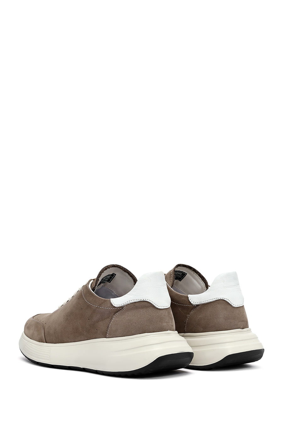 Erkek Vizon Bağcıklı Kalın Tabanlı Nubuk Deri Sneaker