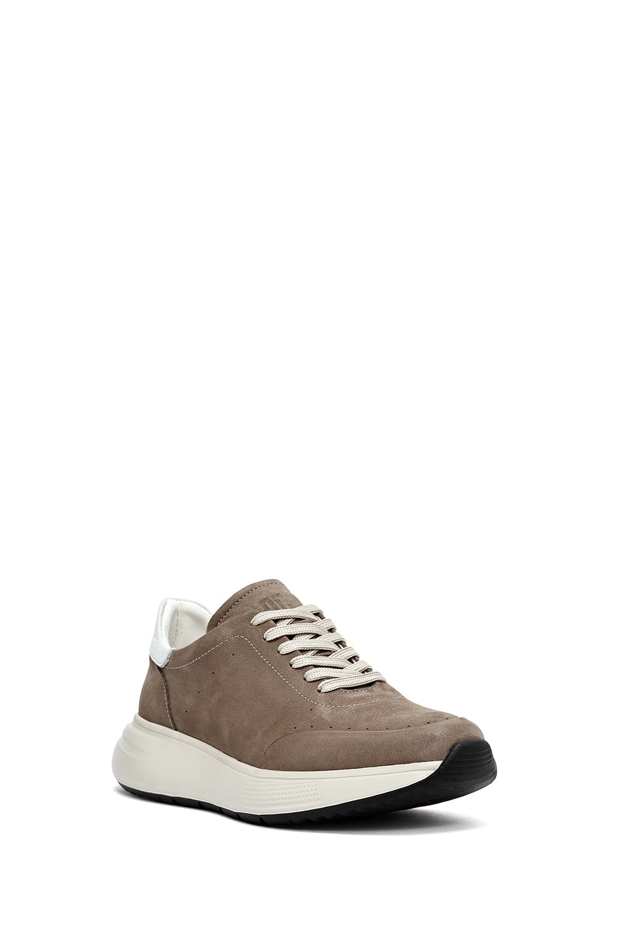 Erkek Vizon Bağcıklı Kalın Tabanlı Nubuk Deri Sneaker