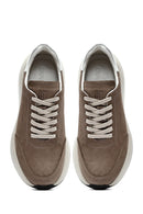 Men's Mink Lace-Up Thick-Soled Nubuck Leather Sneakers | Derimod