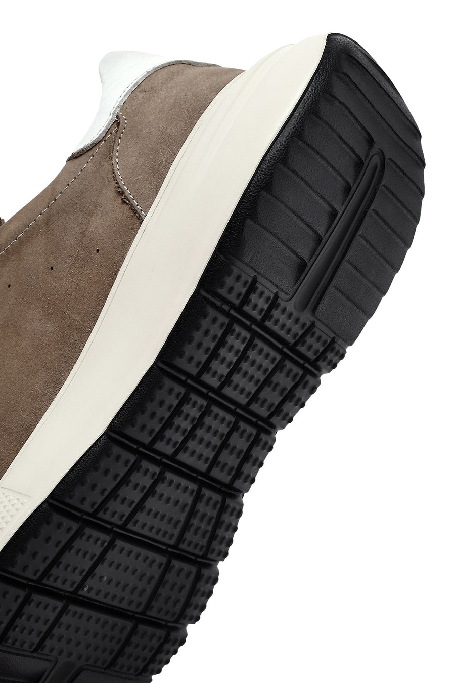 Erkek Vizon Bağcıklı Kalın Tabanlı Nubuk Deri Sneaker