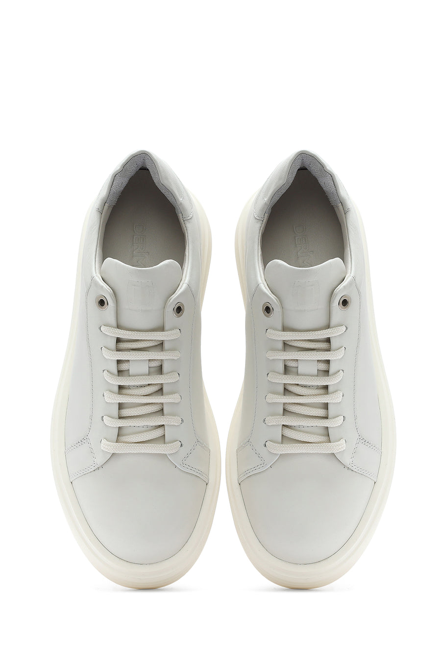 Men's White Thick Sole Lace Up Leather Sneaker
