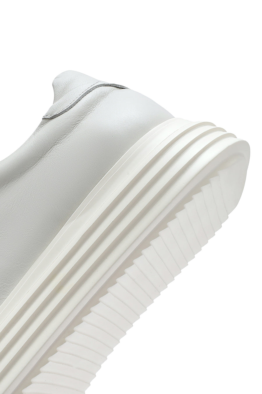 Men's White Thick Sole Lace Up Leather Sneaker