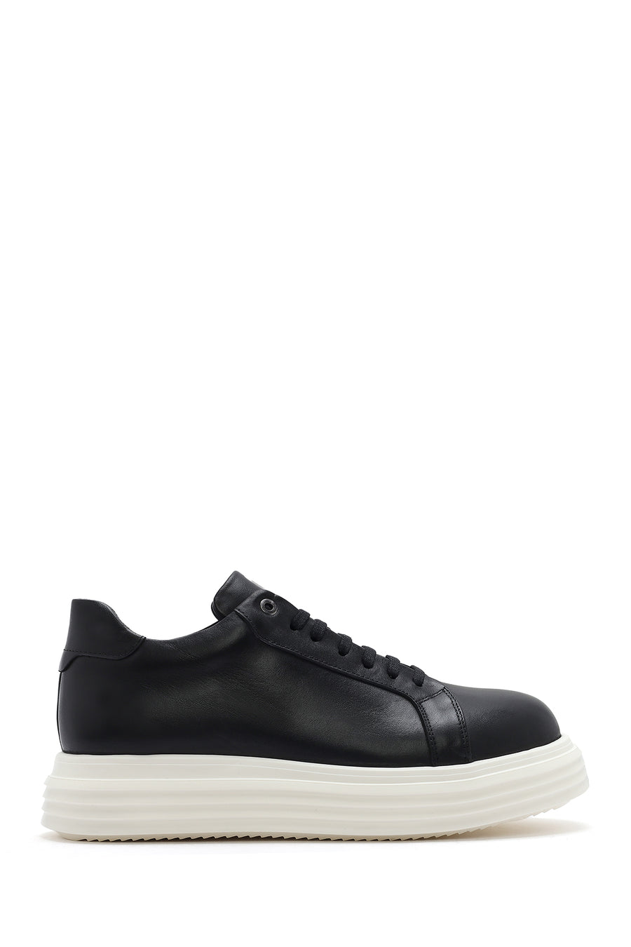Men's Black Thick Sole Lace Up Leather Sneaker 25SFD654118 | Derimod