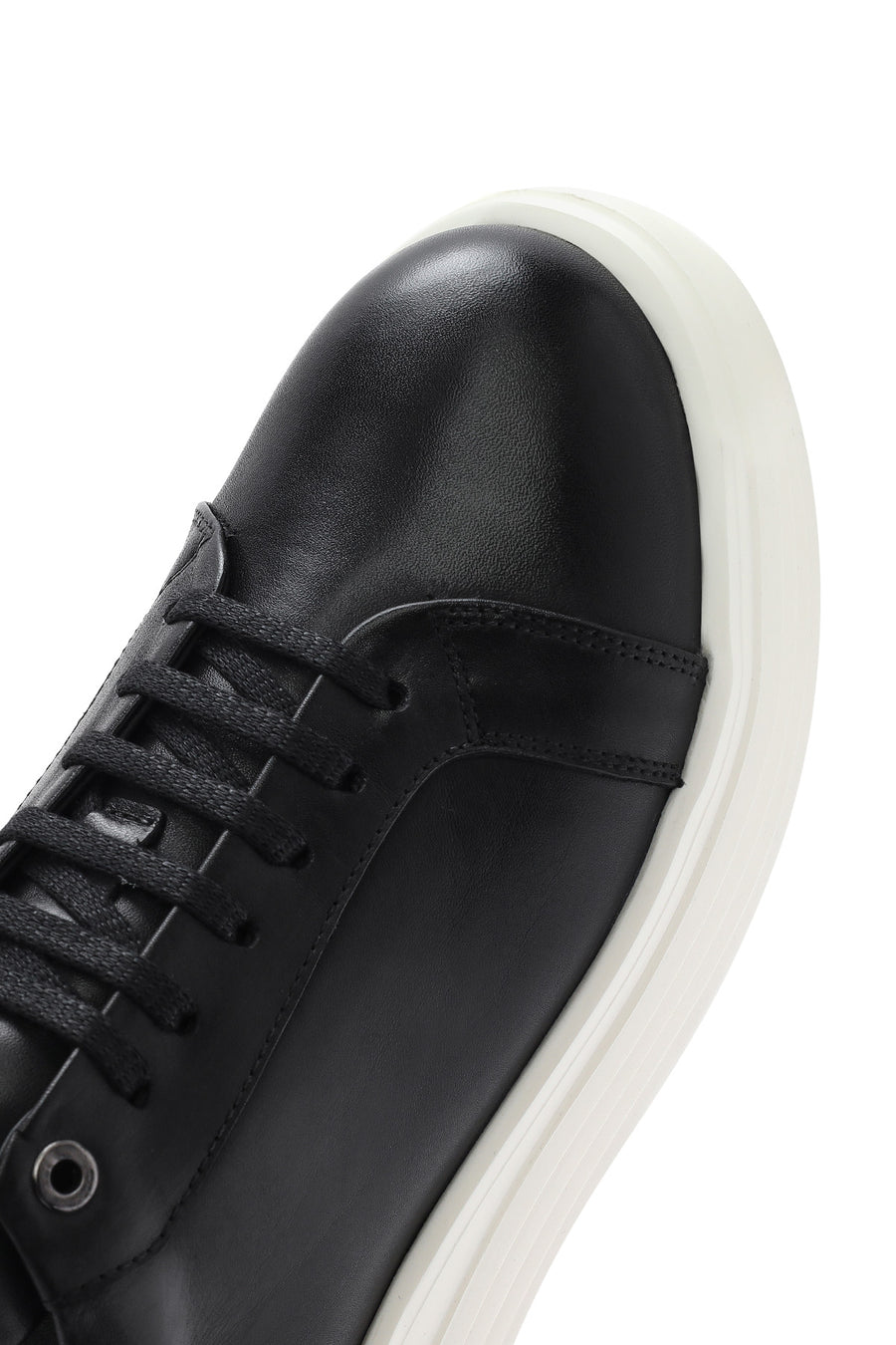 Men's Black Thick Sole Lace Up Leather Sneaker