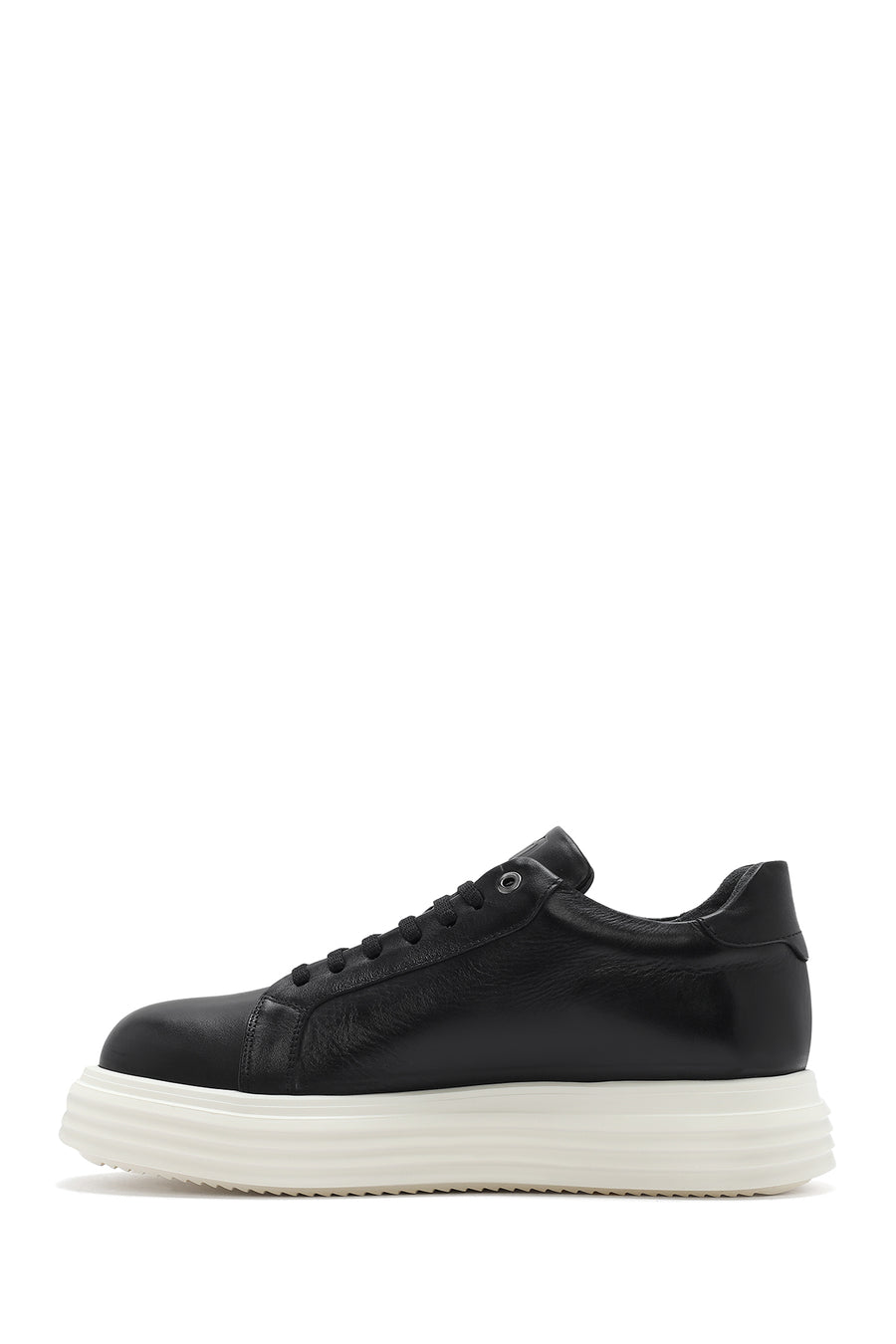 Men's Black Thick Sole Lace Up Leather Sneaker